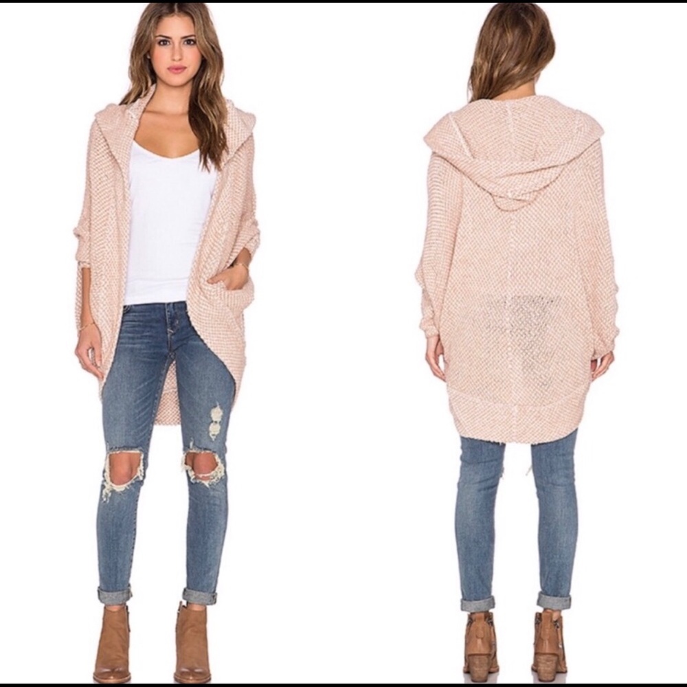 Free People Oversized Hooded light pink Cardigan
